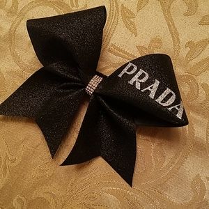 Black  Glitter Prada cheer hair bow.